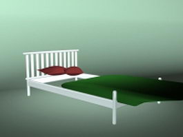 White twin bed 3d model preview