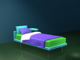 Platform bed with attached table 3d preview