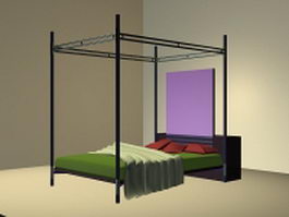 Metal four poster bed 3d model preview