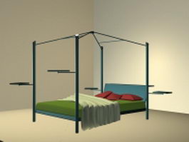Metal canopy bed 3d preview
