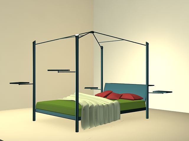 Metal canopy bed 3d rendering