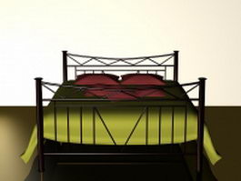 King size metal bed 3d model preview