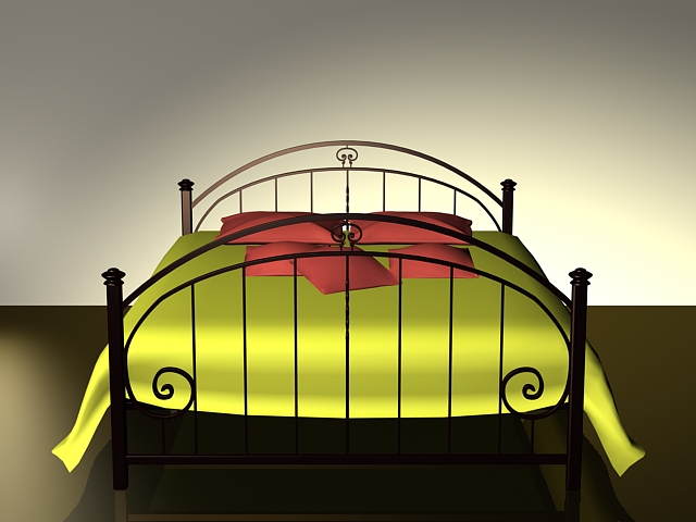 Curved metal bed 3d rendering