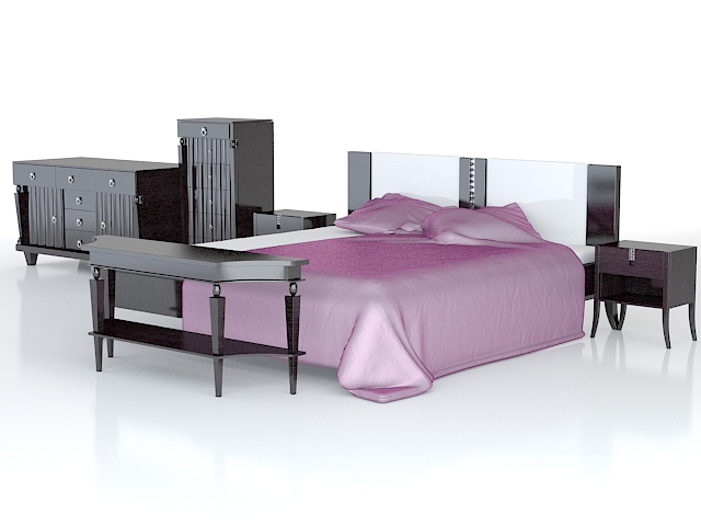 Bedroom furniture sets 3d rendering