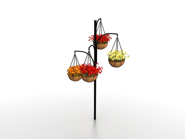 Hanging basket tree plant stand 3d rendering