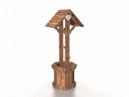 Wooden wishing well 3d model preview