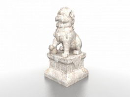 Stone lion statue 3d model preview