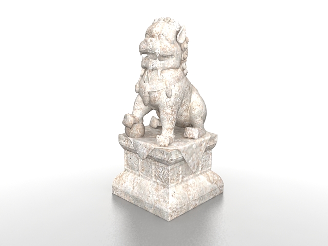 Stone lion statue 3d rendering
