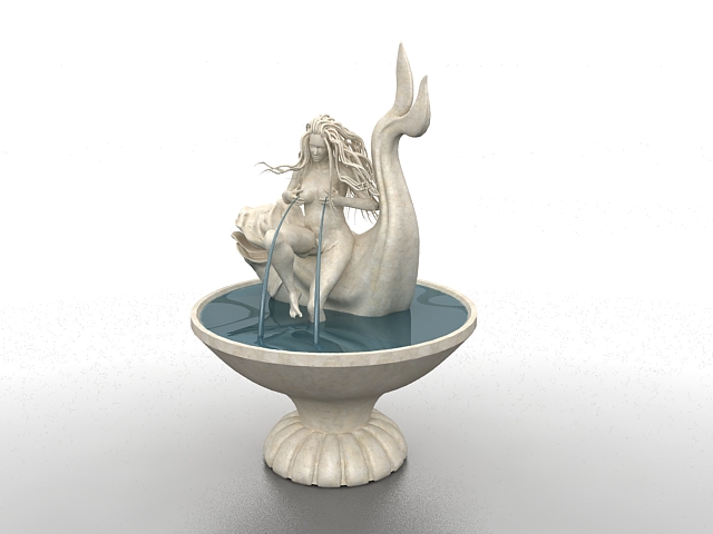 Mermaid fountain 3d rendering