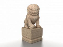 Chinese guardian lion statue 3d model preview