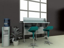 Bank customer service counter 3d model preview