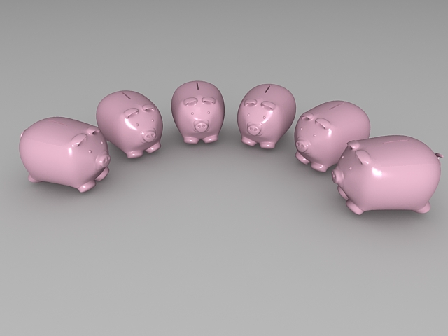 Piggy bank 3d rendering
