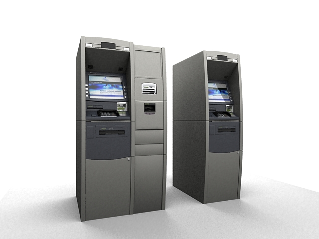 Bank ATM machines 3d rendering