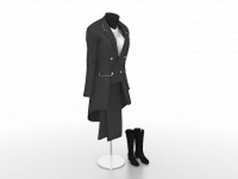 Lady suits mannequin with boots 3d model preview