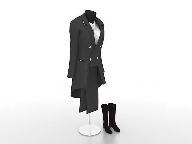 Lady suits mannequin with boots 3d rendering