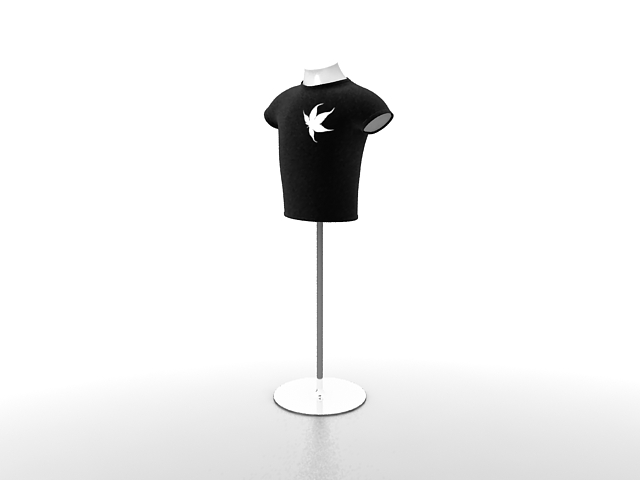 Male torso mannequin with stand 3d rendering