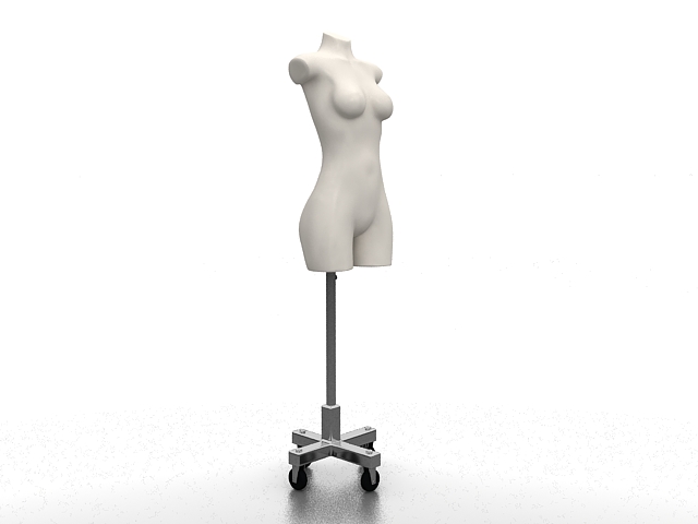 Female torso mannequin with stand 3d rendering