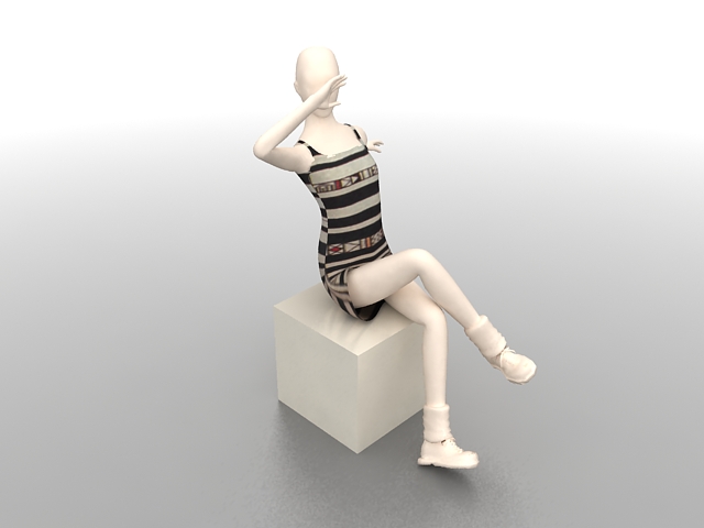 Seated female mannequin 3d rendering