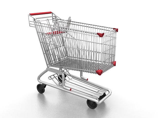 Metal shopping cart 3d rendering