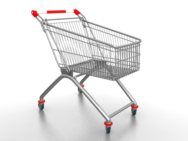Shopping cart trolley 3d rendering