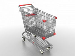 Supermarket shopping cart 3d model preview