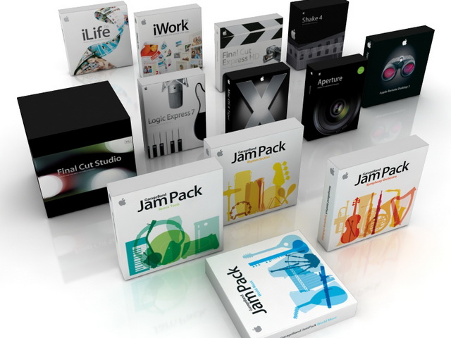 Apple software packaging boxes 3d rendering