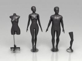 Black mannequins 3d model preview