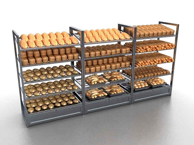 Bread display racks 3d rendering