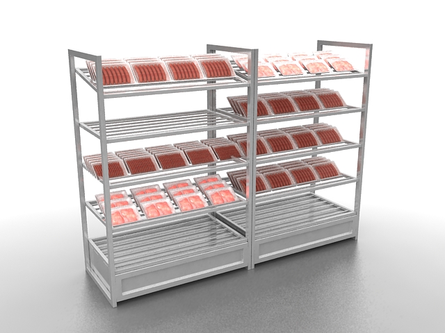 Fresh meat display rack 3d rendering