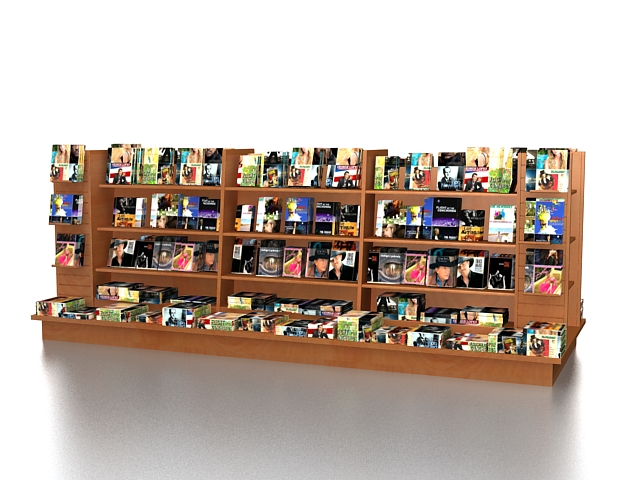 Bookstore displays fixtures 3d rendering