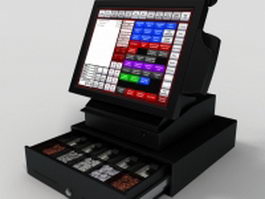 Touch screen cash register 3d model preview