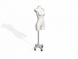 Female torso mannequin with stand 3d preview