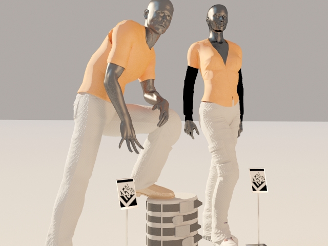 Fashion mannequins with clothes 3d rendering