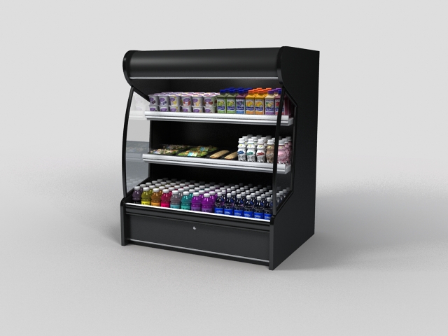 Open refrigerated display cases 3d rendering