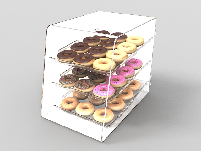 Donuts display case 3d rendering