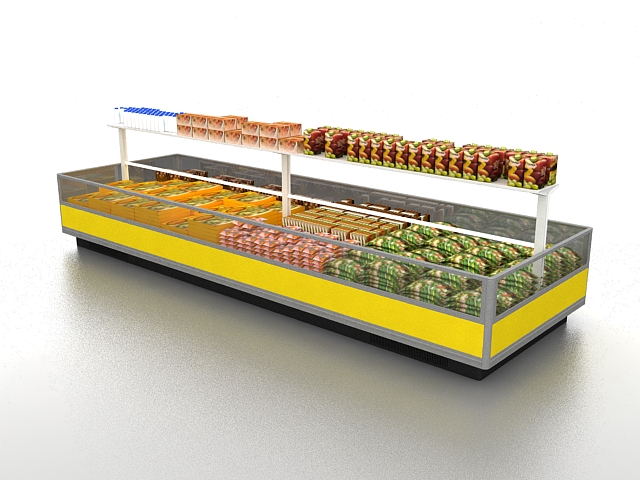 Refrigerated food display cases 3d rendering