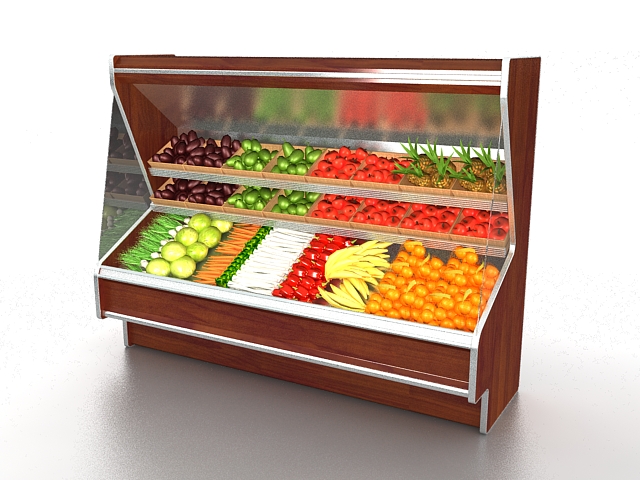 Fruit and vegetable display cooler 3d rendering