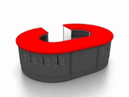 Round service counter 3d model preview