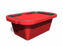 Red shopping basket 3d model preview