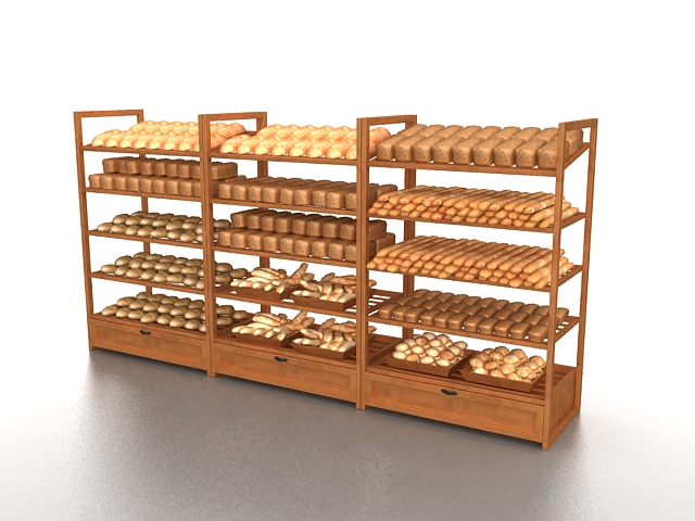 Bakery retail display rack 3d rendering