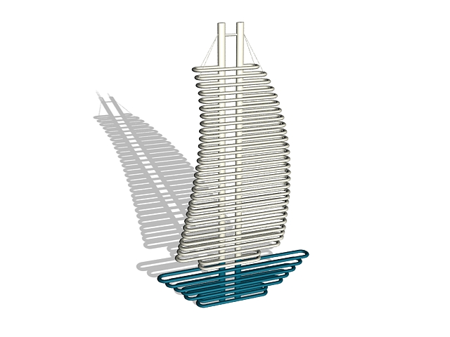 Sailing shaped radiators grille 3d rendering