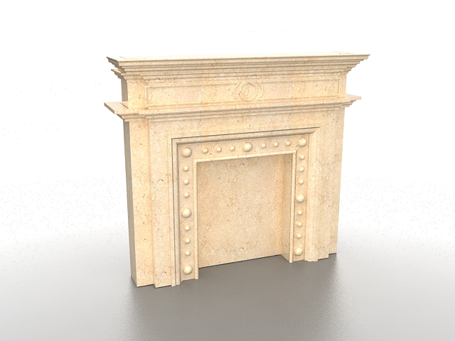 Marble fireplace mantel 3d rendering