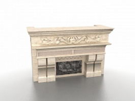 Cultured stone fireplace 3d model preview