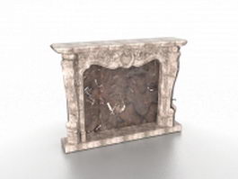 Antique stone fireplace mantels 3d model preview