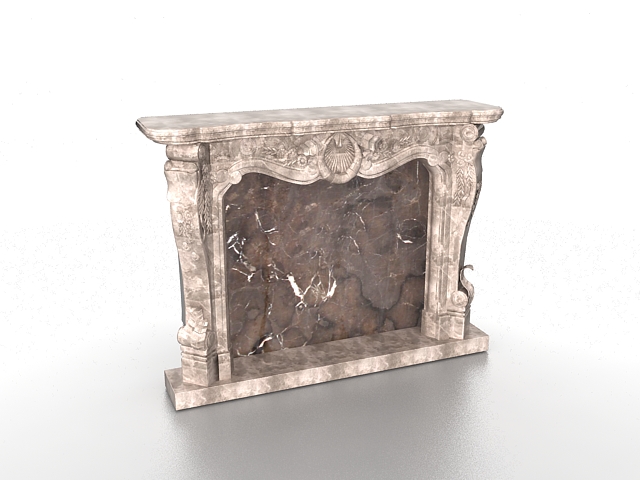 Antique stone fireplace mantels 3d rendering