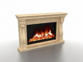 Travertine fireplace 3d model preview