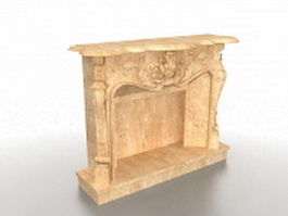 Marble fireplace surround 3d model preview