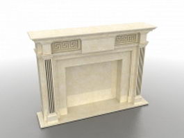 French stone fireplace mantel 3d model preview