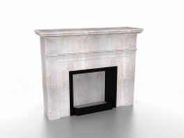 Vintage limestone fireplace 3d model preview