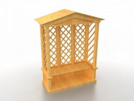Arbor trellis with seat bench 3d preview